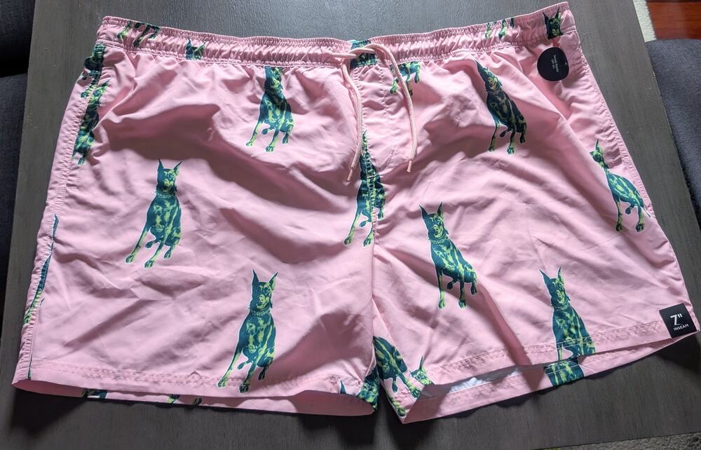 No Boundaries Doberman Men's Elastic Waist Swim Trunks - 5XL 56-58 - New